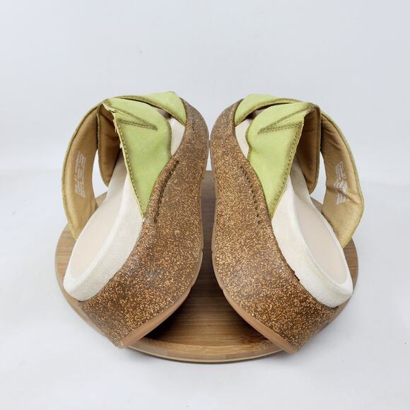 Dansko Bridget Platform Sandal Women 37 Chartreuse Leather Chunky Sole Boho Shoe - Picture 9 of 14